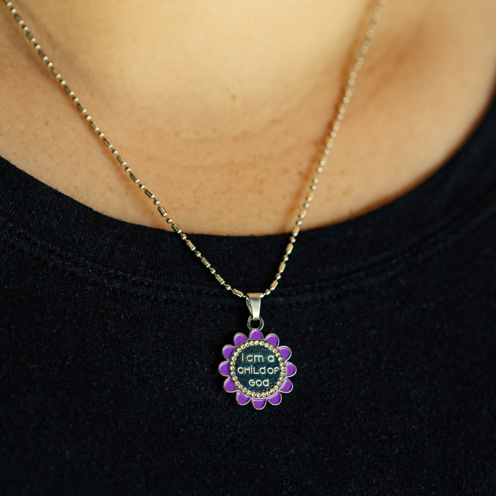 Flower Child of God Necklace - Purple - CF-P78295