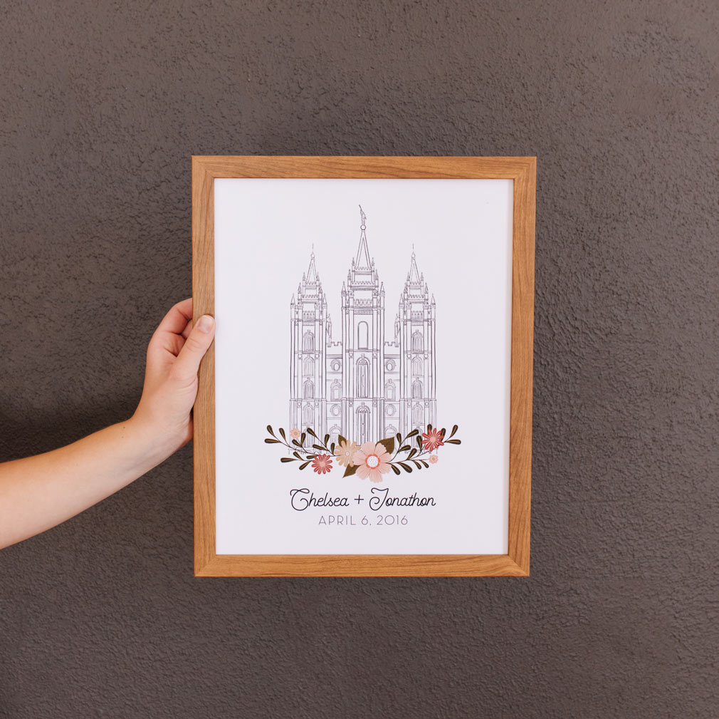 Personalized Hand-Drawn Temple Art - Framed/Unframed Wall Art - LDP-ART-T-HD