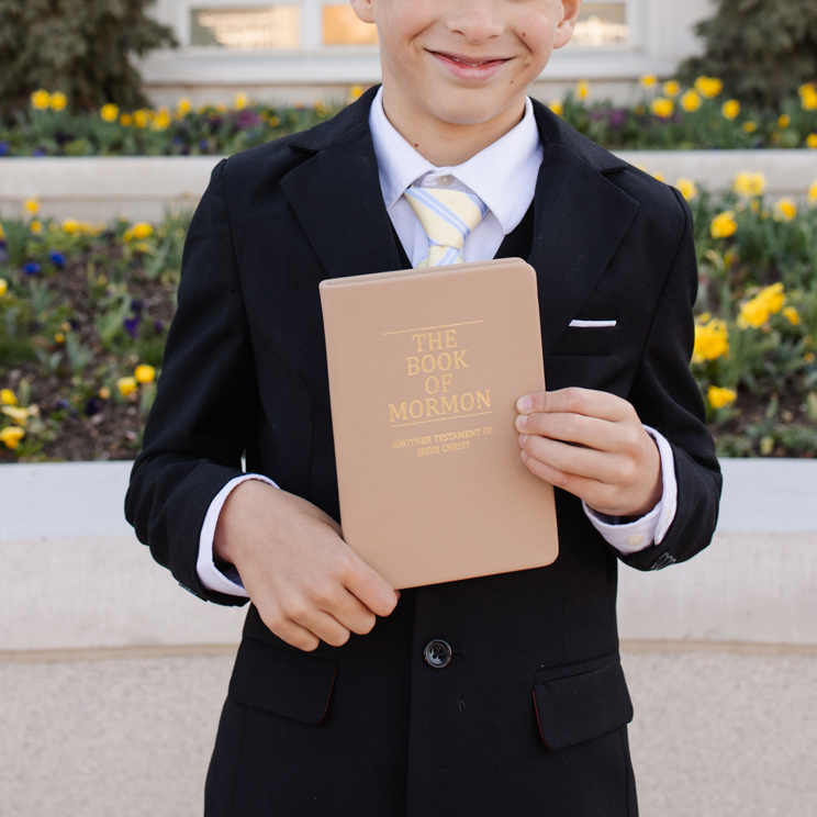 Hand-Bound Genuine Leather Book of Mormon - Beige - LDP-HB-BOM-BGE