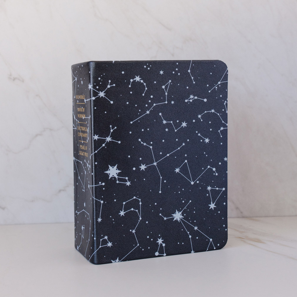 Pre-Made Hand-Bound Genuine Leather Quad - Zodiac Constellations, White Ribbons - LDP-HB-PRQ-PZM-ZC-PM-WHT