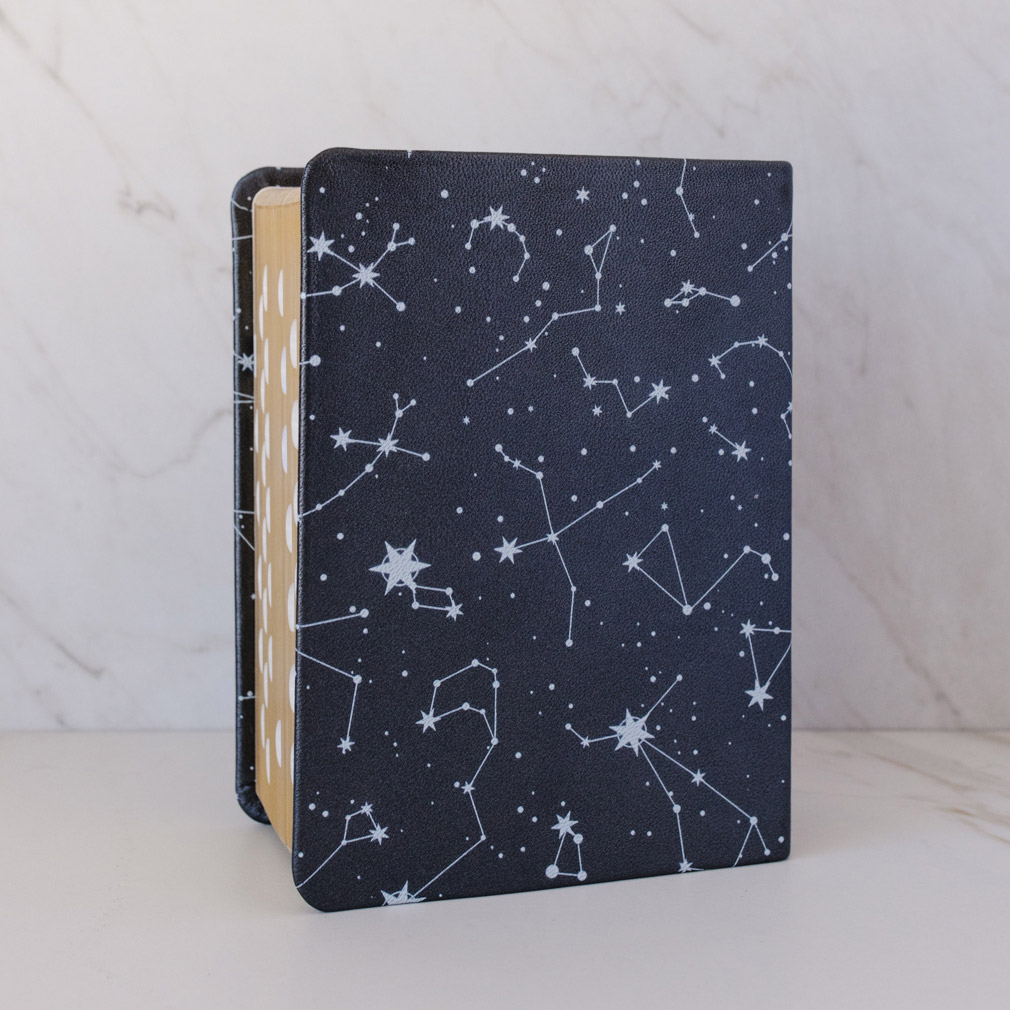 Pre-Made Hand-Bound Genuine Leather Quad - Zodiac Constellations, White Ribbons - LDP-HB-PRQ-PZM-ZC-PM-WHT