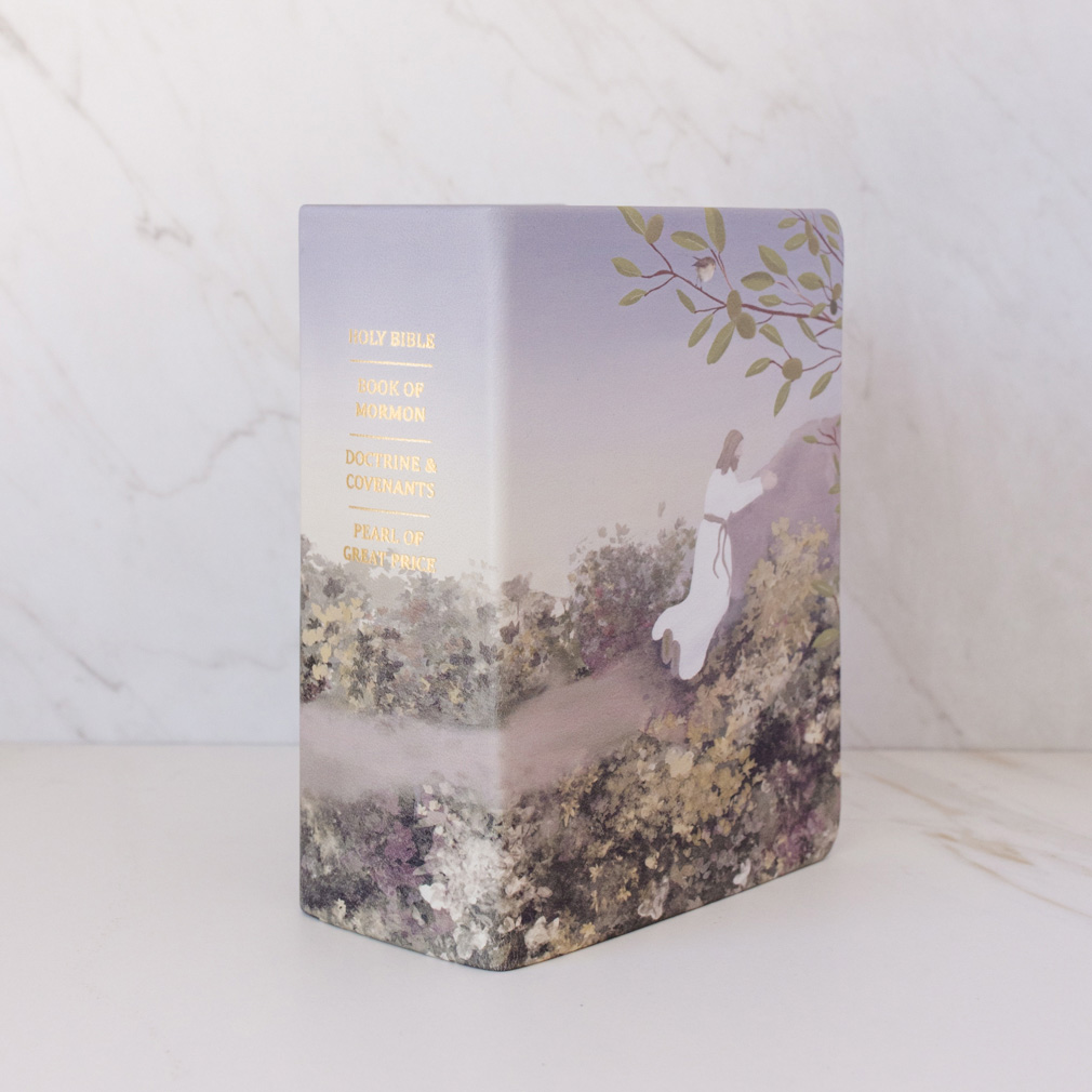 Hand-Bound Genuine Leather Quad - Garden of Gethsemane - LDP-HB-PRQ-WHT-GG