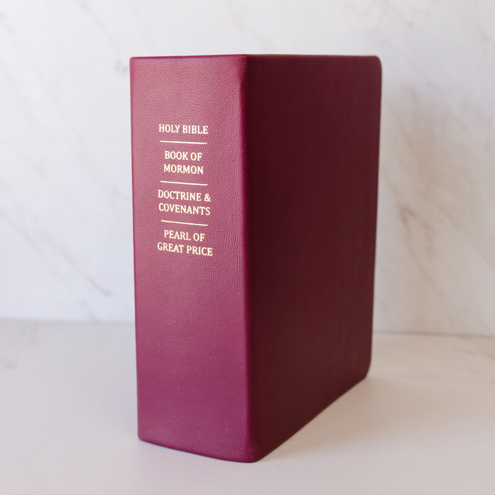 Pre-Made Hand-Bound Genuine Leather Quad - Red Plum, Black Ribbons - LDP-HB-RQ-RDP-PM-BLK