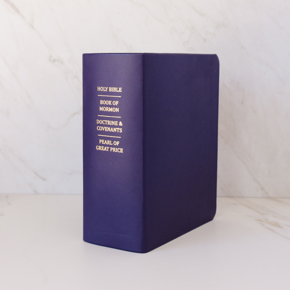 Pre-Made Hand-Bound Genuine Leather Quad - Violet, Black Ribbons - LDP-HB-RQ-VLT-PM-BLK