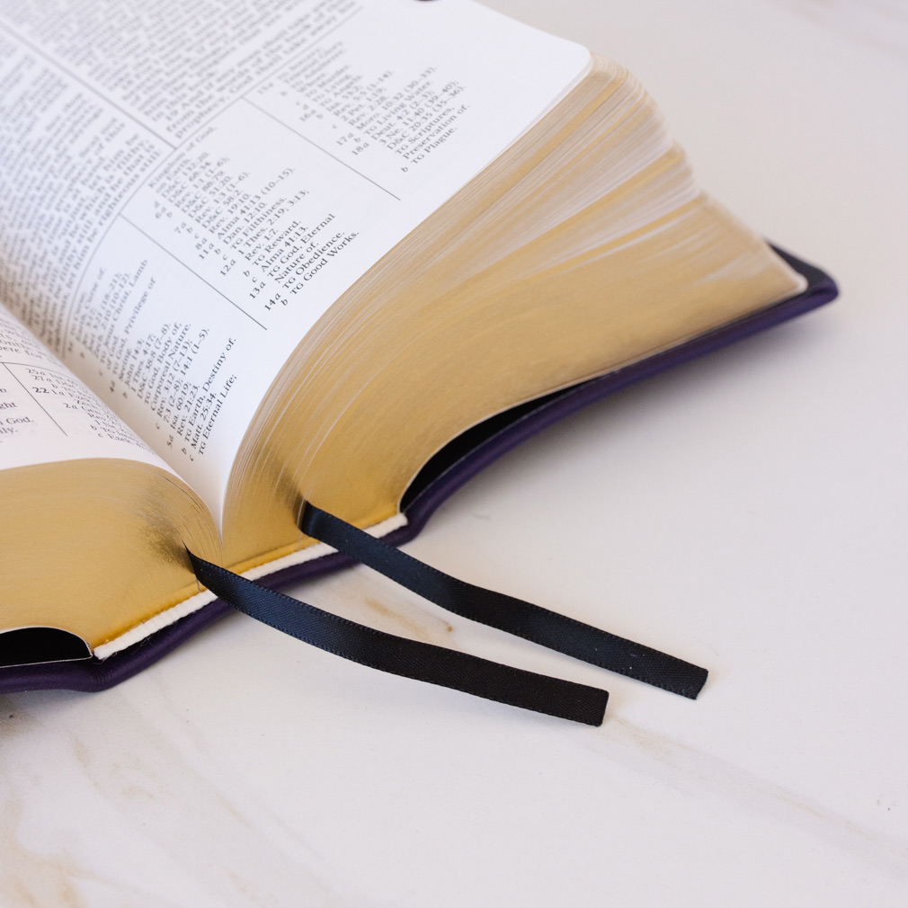 Pre-Made Hand-Bound Genuine Leather Quad - Violet, Black Ribbons - LDP-HB-RQ-VLT-PM-BLK