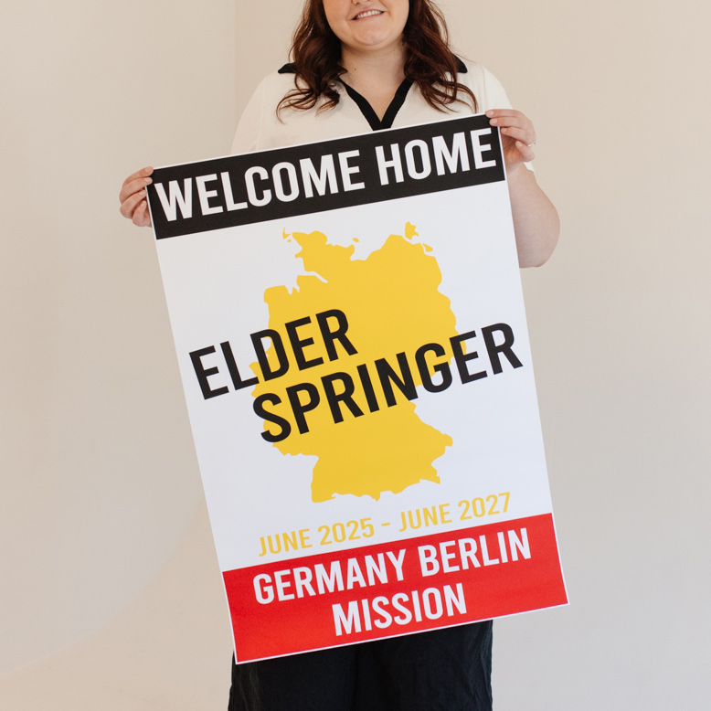 Handheld State/Country Outline Missionary Welcome Home Sign - LDP-MSPST339