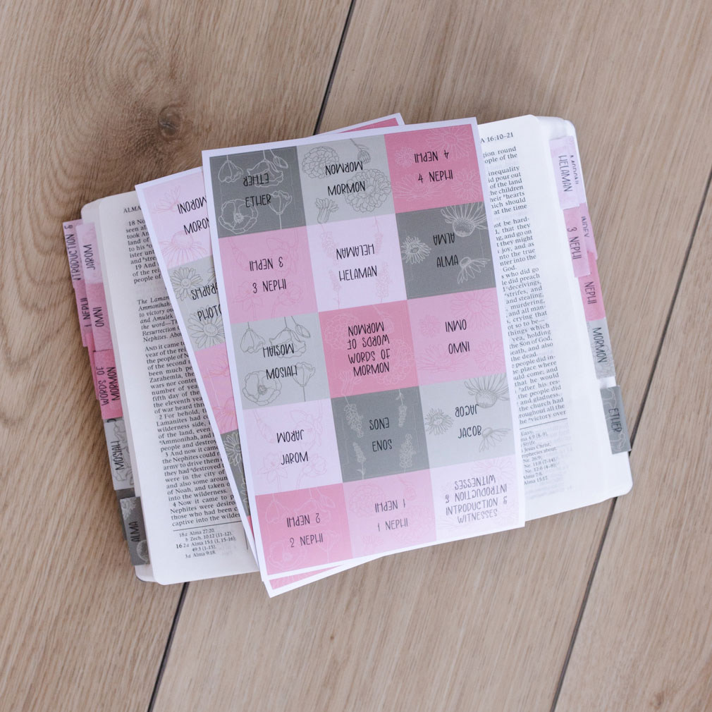 Book of Mormon Scripture Tabs - Floral - LDP-TAB-BOM-FL
