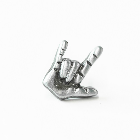 I Love You Sign Language Pin in Antique Silver - RM-PPL063