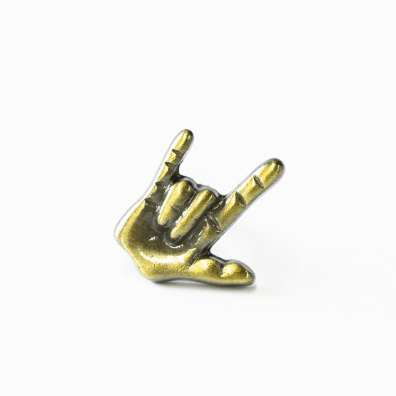 I Love You Sign Language Pin in Antique Gold - RM-PPL064