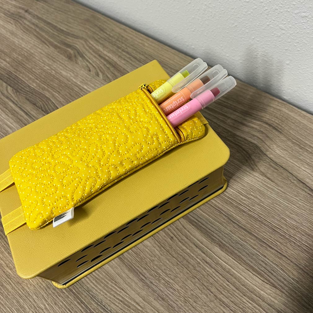 Small Scripture Pencil Pouch - Yellow - BF-LDP-POUCH-YLW