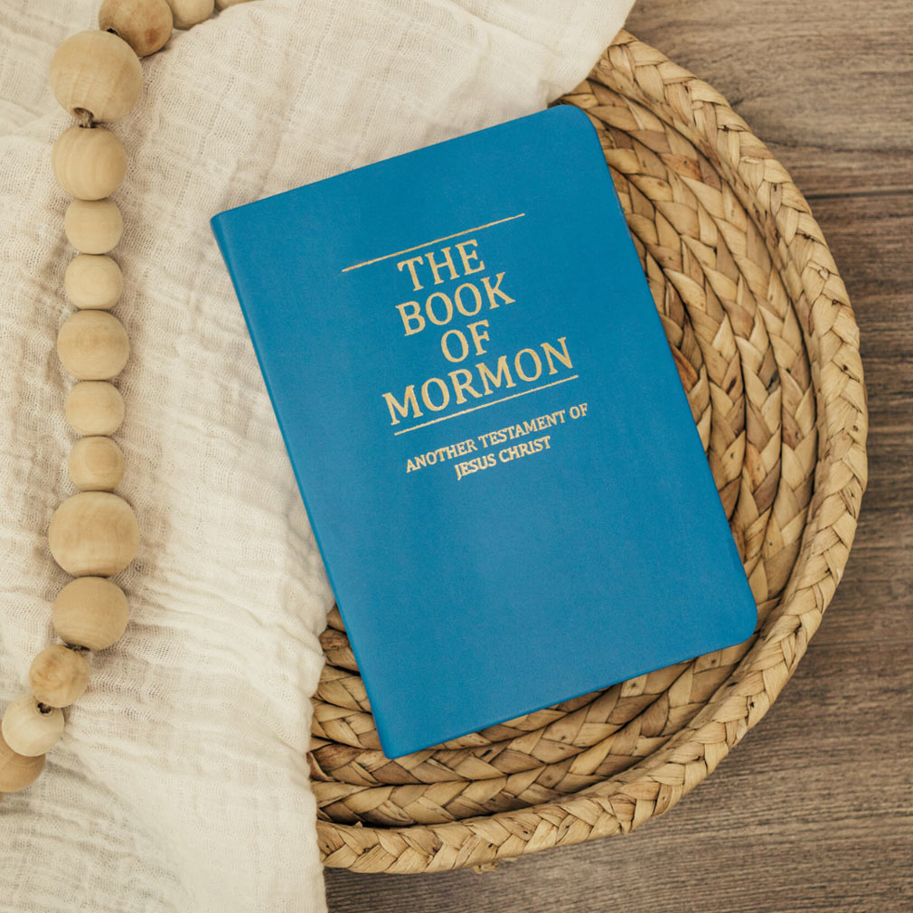 Hand-Bound Genuine Leather Book of Mormon - Aqua Blue - LDP-HB-BOM-ABL