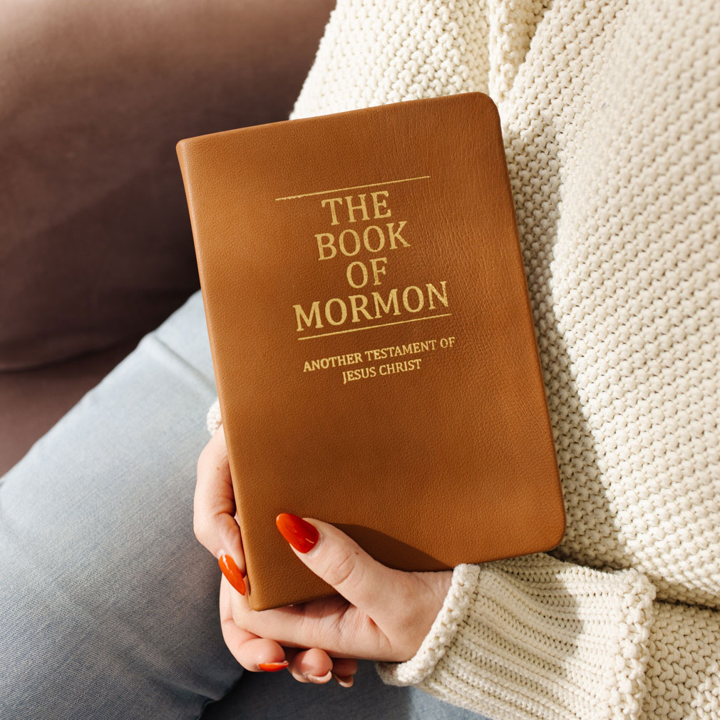 Hand-Bound Genuine Leather Book of Mormon - Caramel Brown - LDP-HB-BOM-CBR