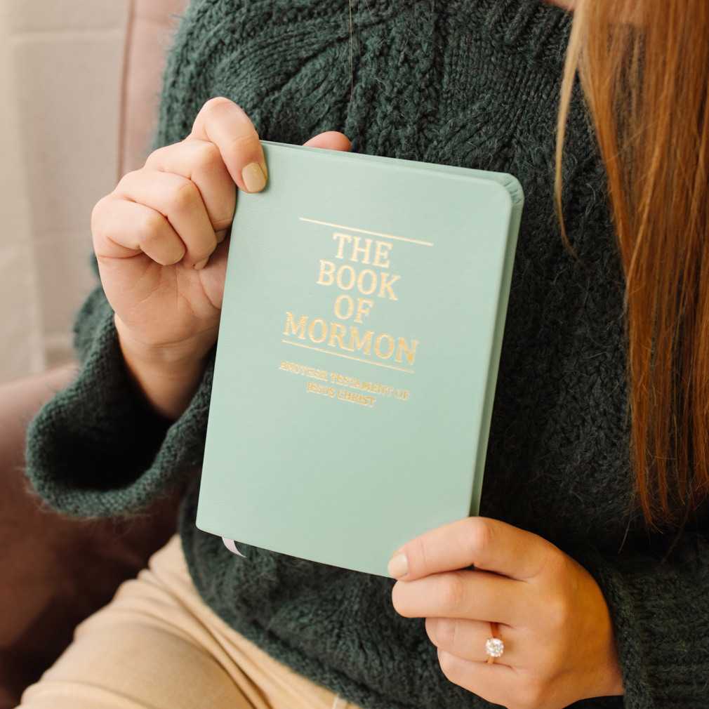 Hand-Bound Genuine Leather Book of Mormon - Light Turquoise - LDP-HB-BOM-LTQ