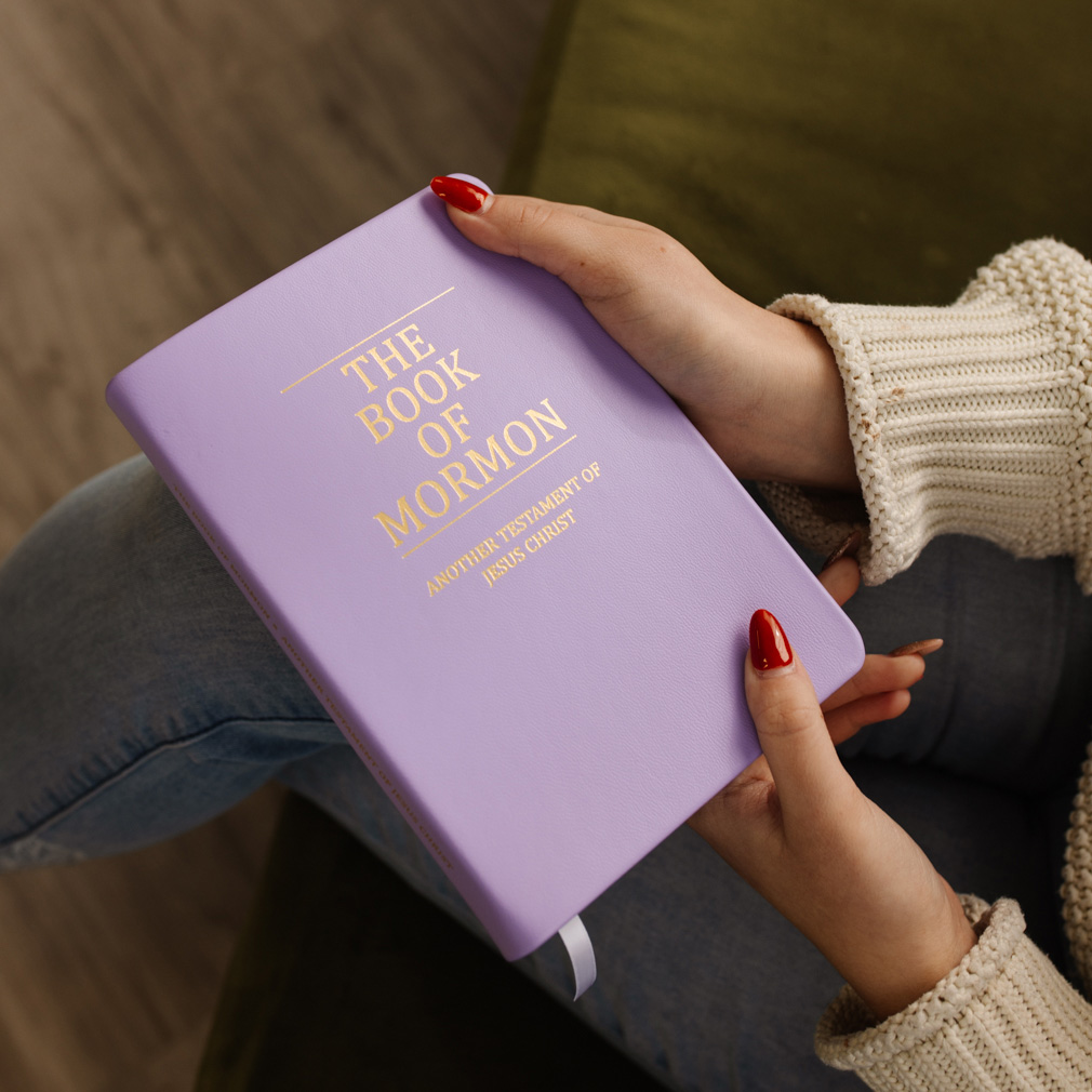 Hand-Bound Genuine Leather Book of Mormon - Lavender - LDP-HB-BOM-LVD