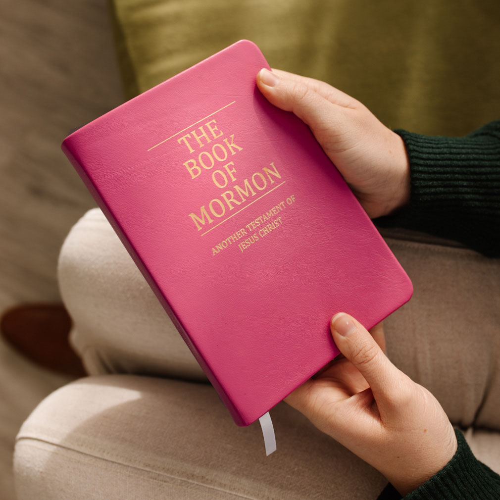 Hand-Bound Genuine Leather Book of Mormon - Pink - LDP-HB-BOM-PNK