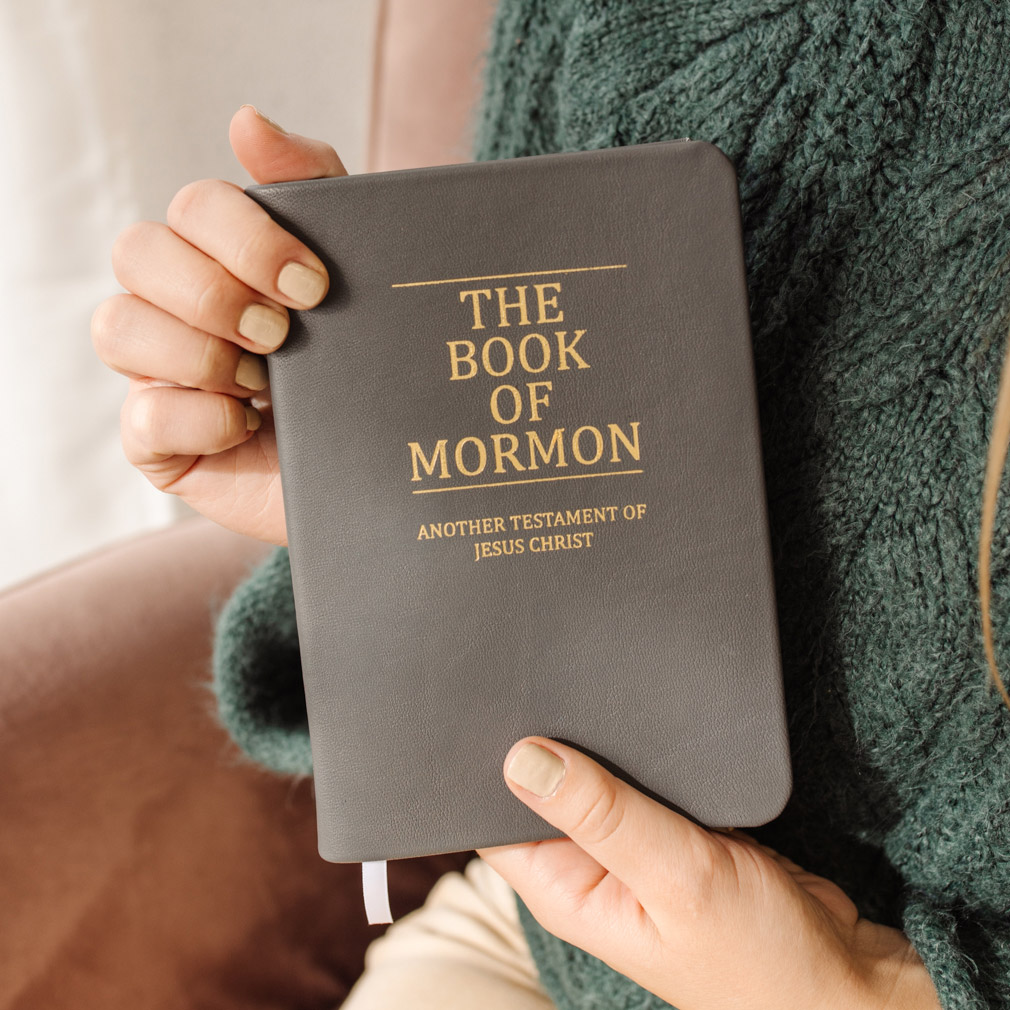 Hand-Bound Genuine Leather Book of Mormon - Steel Gray - LDP-HB-BOM-SGR