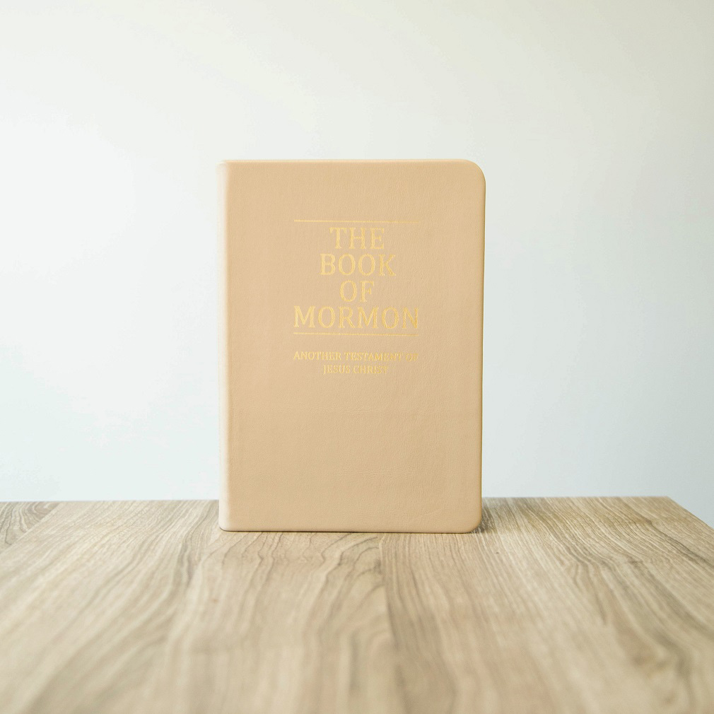 Hand-Bound Genuine Leather Book of Mormon - Beige - LDP-HB-BOM-BGE