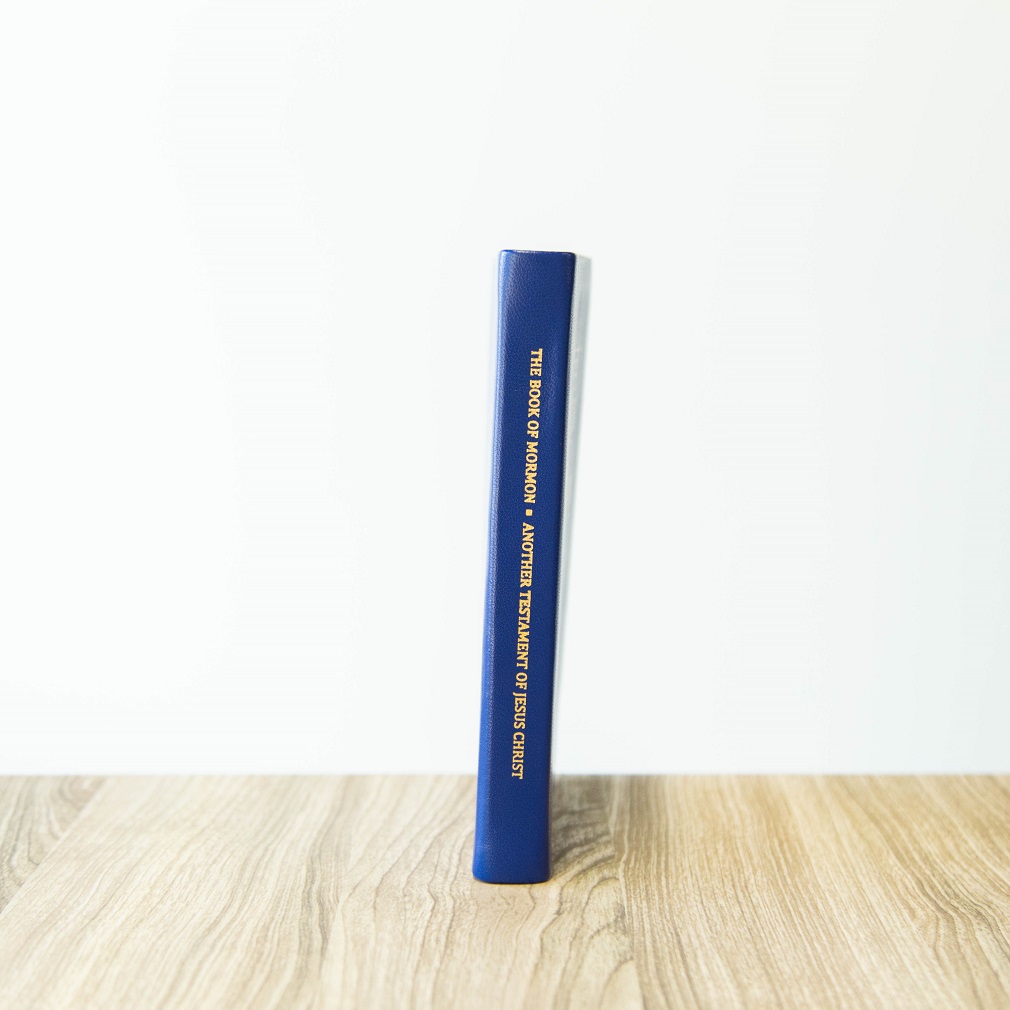 Pre-Made Hand-Bound Genuine Leather Book of Mormon - Medium Blue - LDP-HB-BOM-MBL-PM