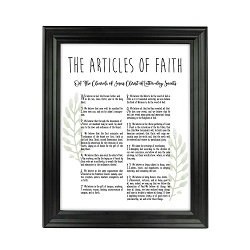 Framed Laurel Articles of Faith - Beveled Black framed articles of faith, articles of faith framed