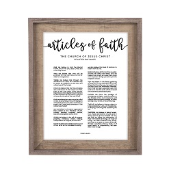 Framed Modern Articles of Faith - Two-Tone Barnwood framed articles of faith, articles of faith framed