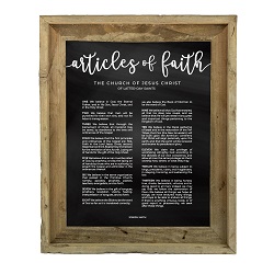 Framed Chalkboard Articles of Faith - Barnwood framed articles of faith, articles of faith framed