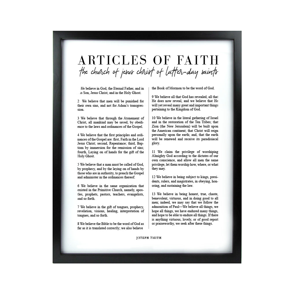 Framed Classic Articles of Faith - Black - LDP-ART-AOF-CLASS-BLK