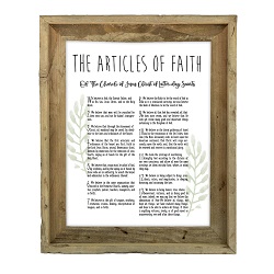 Framed Laurel Articles of Faith - Barnwood framed articles of faith, articles of faith framed