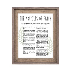 Framed Laurel Articles of Faith - Two-Tone Barnwood framed articles of faith, articles of faith framed