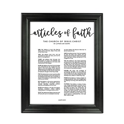 Framed Modern Articles of Faith - Beveled Black framed articles of faith, articles of faith framed