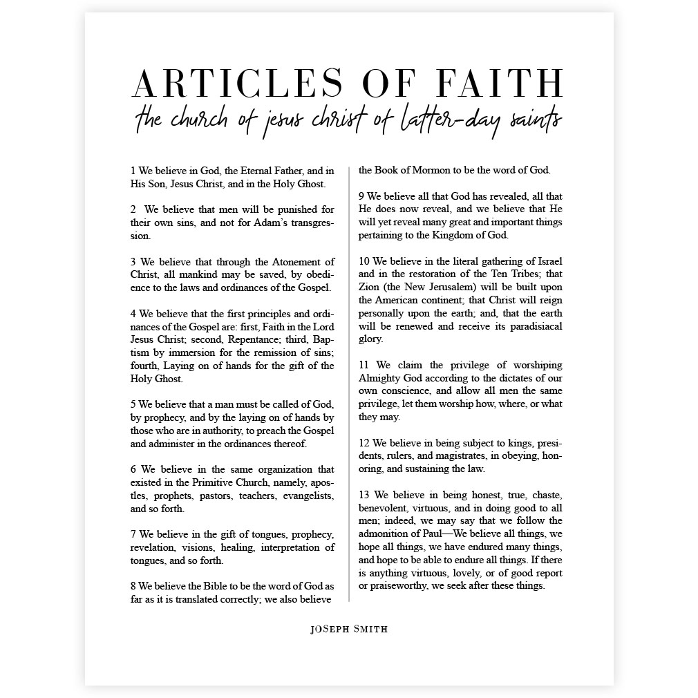 Classic Articles of Faith - Wall Art - LDP-ART-PRO-AOF-CLS