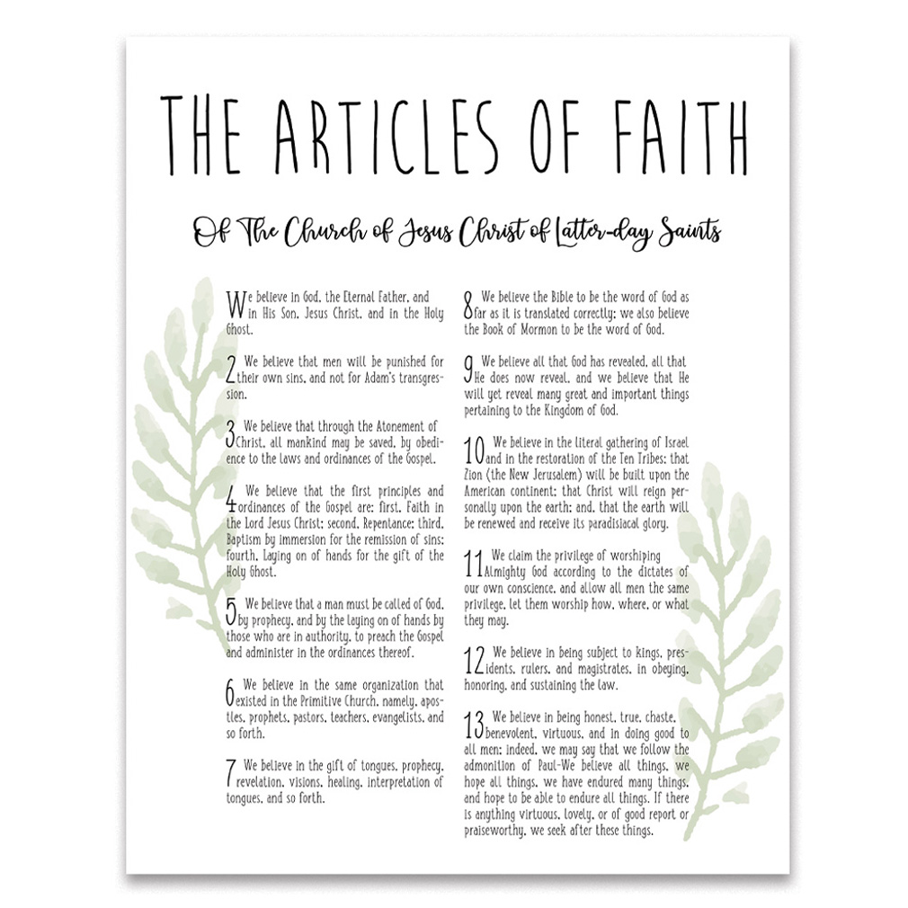 Laurel Articles of Faith - Wall Art - LDP-ART-PRO-AOF-LRL