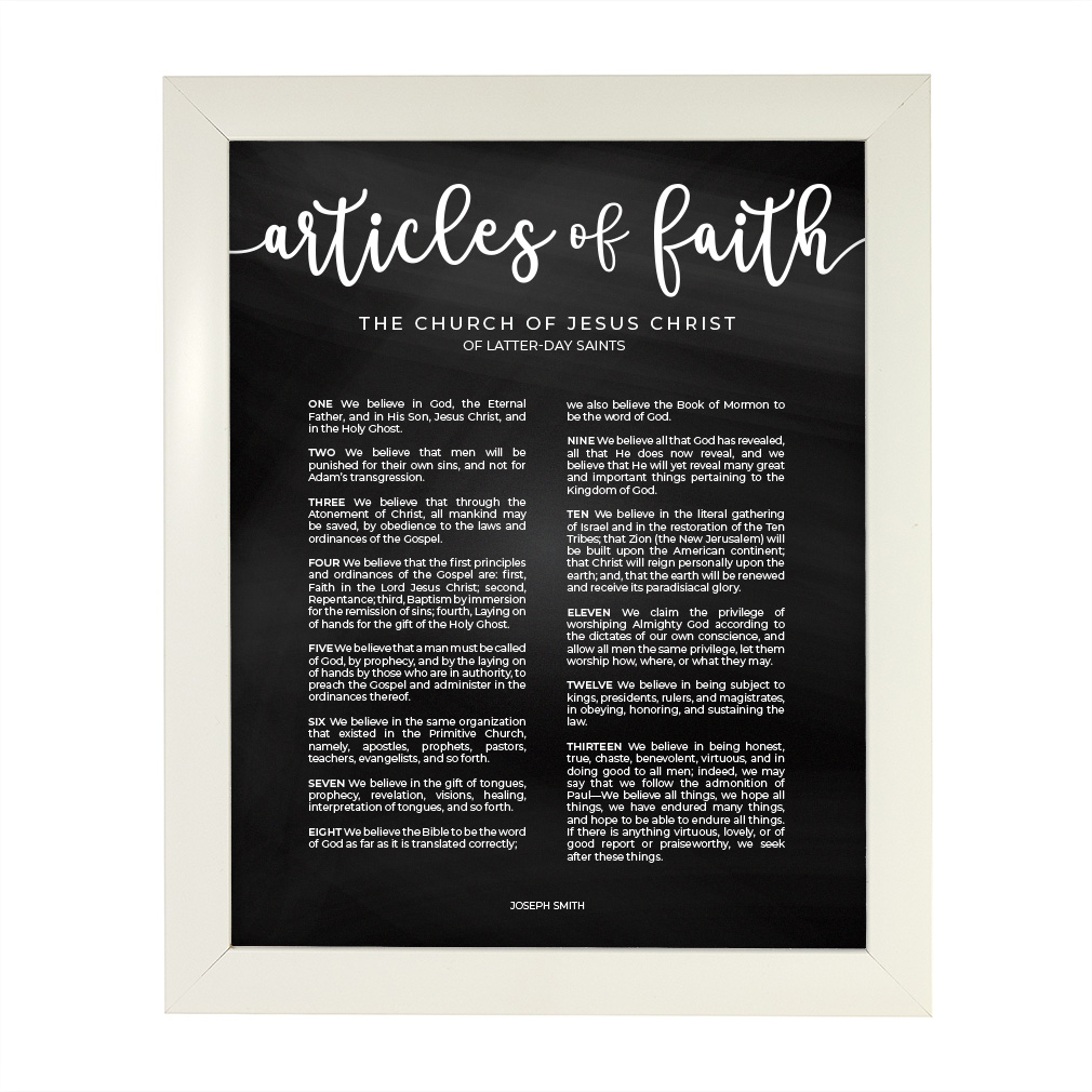 Framed Chalkboard Articles of Faith - LDP-ART-PRO-AOF-CHLK