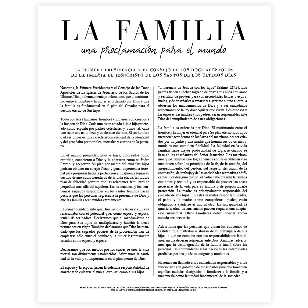Framed Classic Family Proclamation - Spanish - LDP-ART-PRO-FML-CLS-SPN