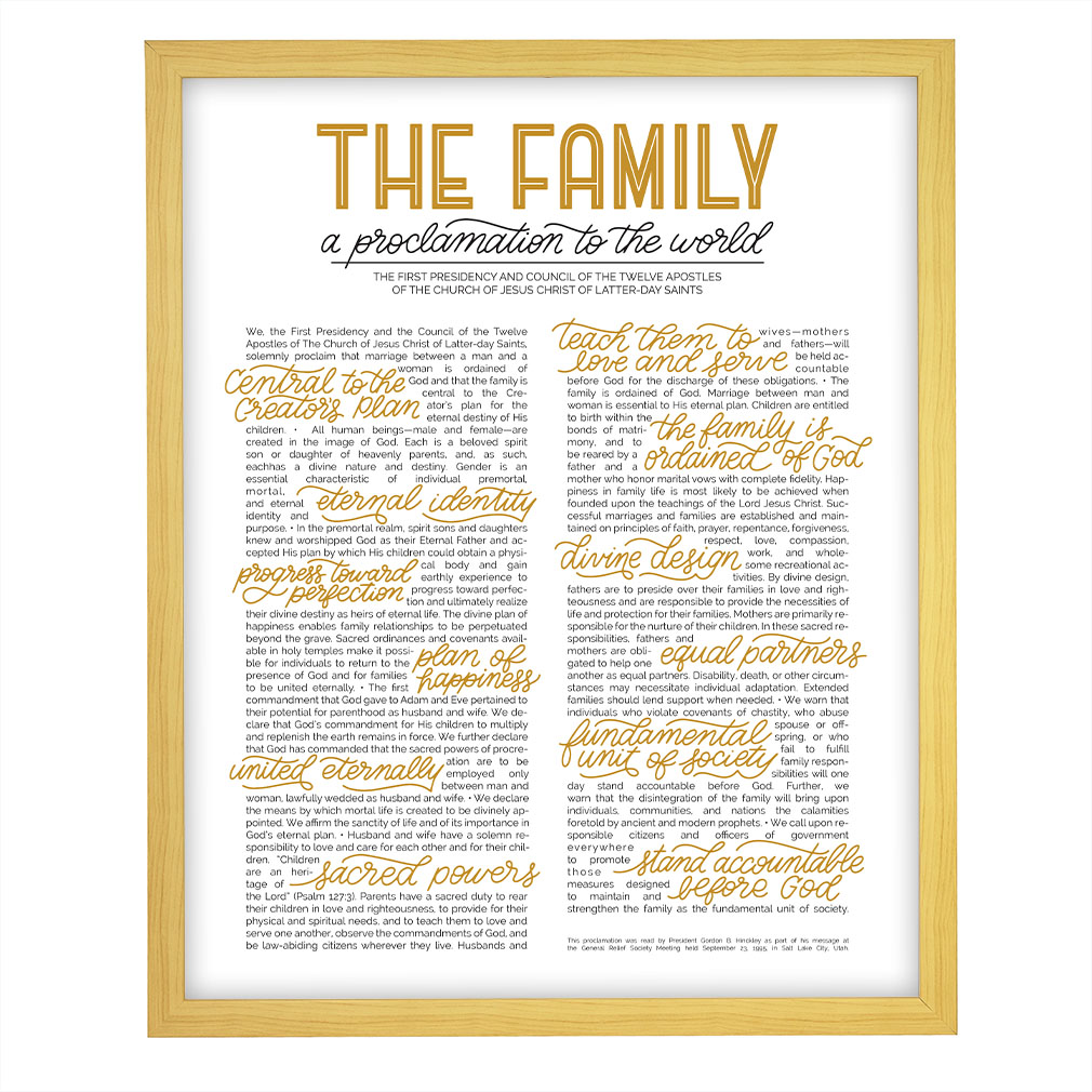 Hand-Lettered Family Proclamation - Framed/Unframed - LDP-ART-PRO-FML-HL