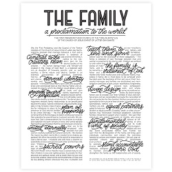 Hand-Lettered Family Proclamation - Framed/Unframed framed family proclamations, framed lds proclamations, framed lds family proclamations, family proclamation