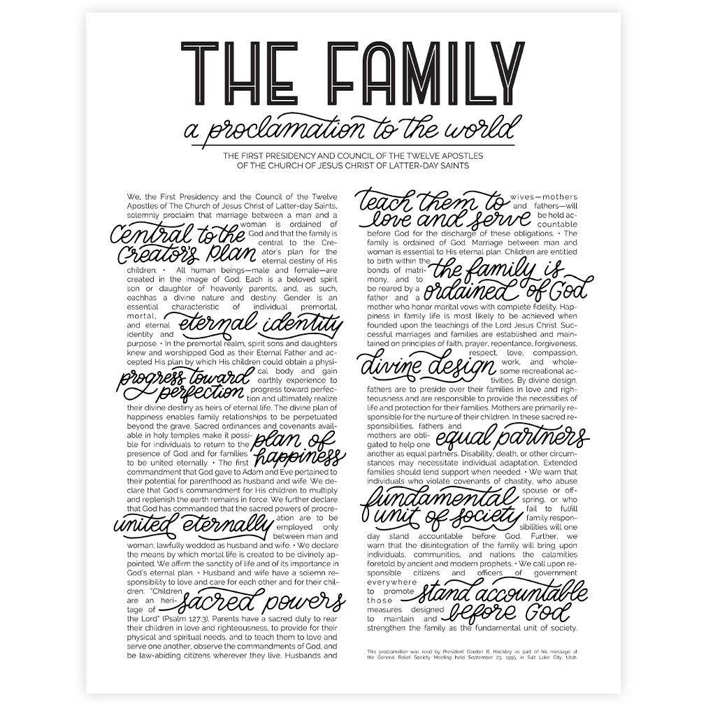Framed Hand-Lettered Family Proclamation - LDP-ART-PRO-FML-HL