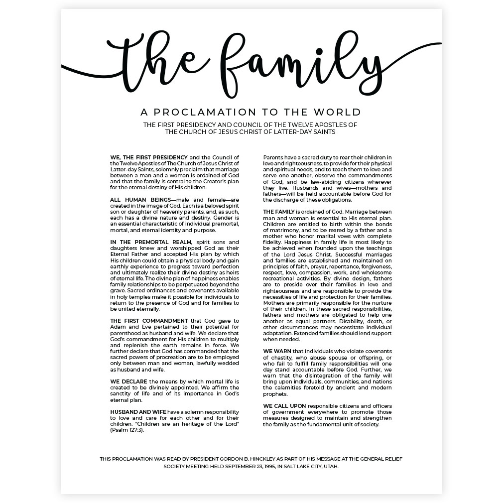 Framed Modern Family Proclamation - LDP-ART-PRO-FML-MOD