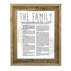 Framed Laurel Family Proclamation - Barnwood