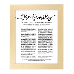 Framed Modern Family Proclamation - Natural Finish Framed family proclamation, family proclamation framed