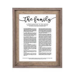 Framed Modern Family Proclamation - Two-Toned Barnwood Framed family proclamation, family proclamation framed