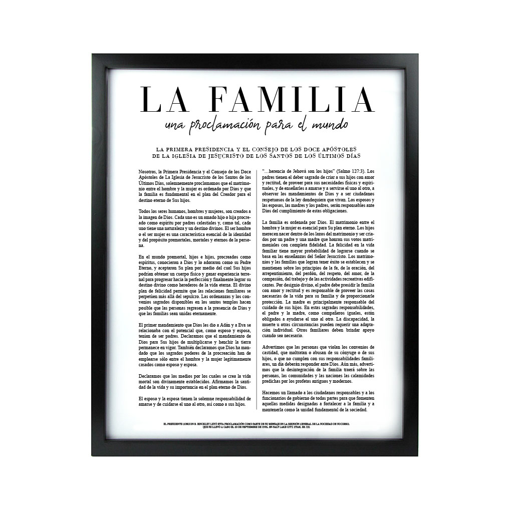 Framed Classic Spanish Family Proclamation - Black - LDP-ART-FP-SPN-CLASS-BLK