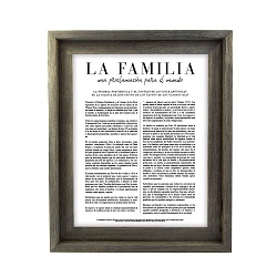 Framed Classic Spanish Family Proclamation - Barnwood  - LDP-ART-FP-SPN-CLASS-BW