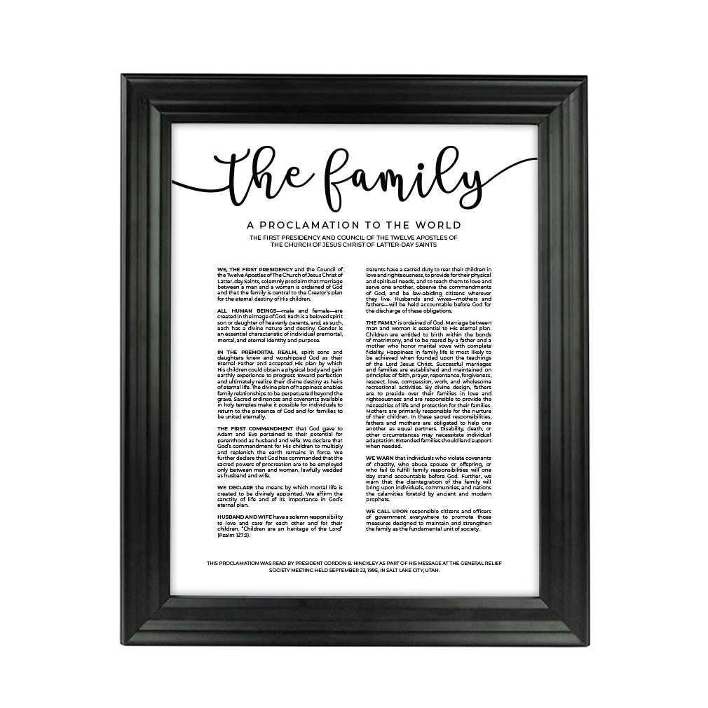 Framed Modern Family Proclamation - Beveled Black - LDP-ART-FP-MOD-BVBLK