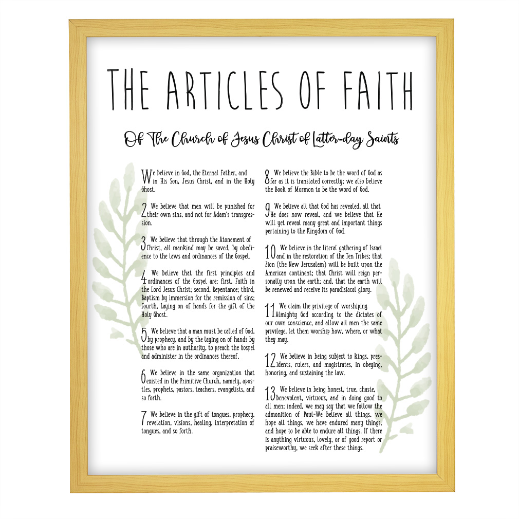 Laurel Articles of Faith - Framed/Unframed - LDP-ART-PRO-AOF-LRL