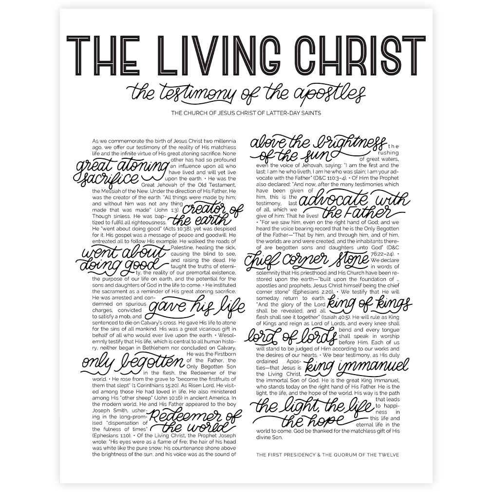 Framed Hand-Lettered Living Christ Proclamation - LDP-ART-PRO-LC-HL