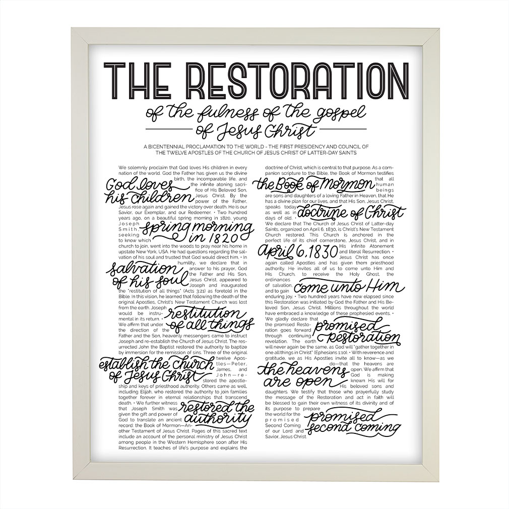 Hand-Lettered Restoration Proclamation - Framed/Unframed - LDP-ART-PRO-RES-HL