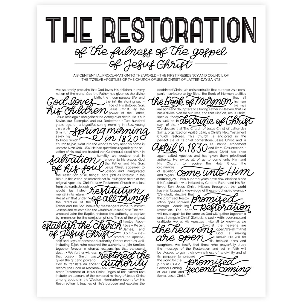 Framed Hand-Lettered Restoration Proclamation - LDP-ART-PRO-RES-HL