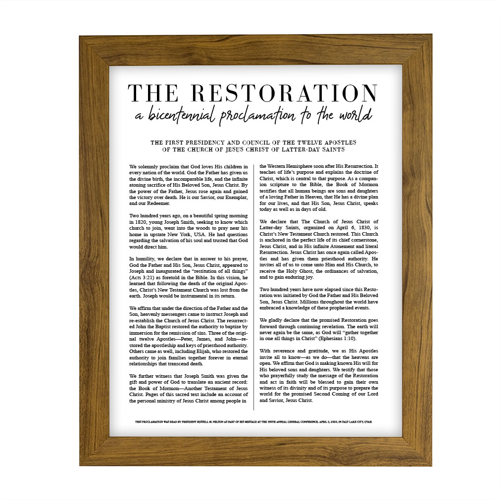 Framed Classic Restoration Proclamation - LDP-ART-PRO-RES-CLS