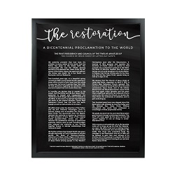 Framed Chalkboard Restoration Proclamation - Black framed restoration proclamations, framed lds proclamations, framed lds restoration proclamations