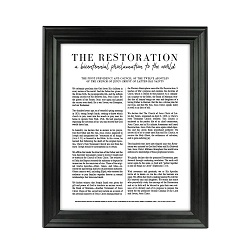 Framed Classic Restoration Proclamation - Beveled Black framed restoration proclamations, framed lds proclamations, framed lds restoration proclamations